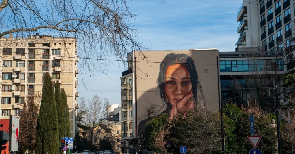 Striking mural depicting a woman